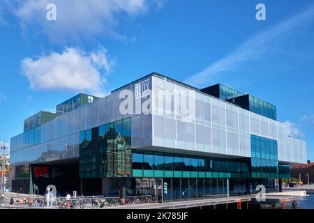 Copenhagen, Denmark - Sept 2022: The BLOX, a new prestige building design on Christians Brygge. House of Danish Architecture Center designed by OMA Stock Photo