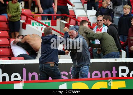 A fight between fans Stock Photo