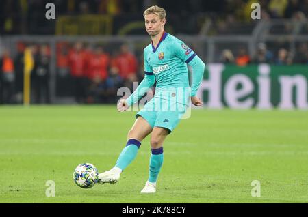 Frenkie De Jong  FC Barcelona during the UEFA Champions League, Group F football match between Borussia Dortmund and FC Barcelona on September 17, 2019 at BVB Stadion in Dortmund, Germany - Photo Laurent Lairys / MAXPPP Stock Photo