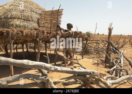 French soldiers of Operation Barkhane.  Operation Barkhane is an ongoing anti-insurgent operation in Africa's Sahel region, which commenced 1 August 2014. It consists of a 3,000-strong French force, which will be permanent and headquartered in -N'Djamena, the capital of -Chad. The operation has been designed with five countries, and former French colonies, that span the Sahel: -Burkina-Faso, -Chad, -Mali, -Mauritania and -Niger. These countries are collectively referred to as the 'G5 Sahel'. Stock Photo