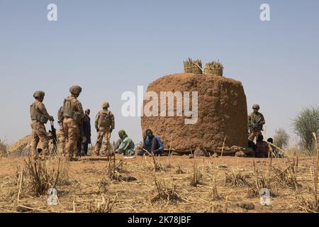 French soldiers of Operation Barkhane.  Operation Barkhane is an ongoing anti-insurgent operation in Africa's Sahel region, which commenced 1 August 2014. It consists of a 3,000-strong French force, which will be permanent and headquartered in -N'Djamena, the capital of -Chad. The operation has been designed with five countries, and former French colonies, that span the Sahel: -Burkina-Faso, -Chad, -Mali, -Mauritania and -Niger. These countries are collectively referred to as the 'G5 Sahel'. Stock Photo