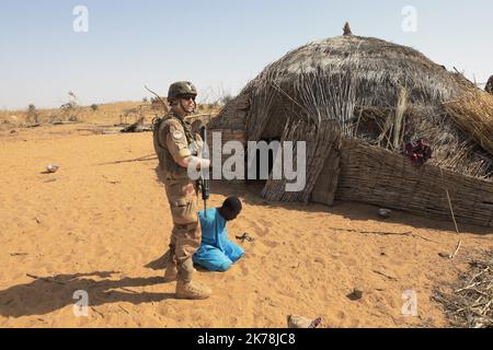 French soldiers of Operation Barkhane.  Operation Barkhane is an ongoing anti-insurgent operation in Africa's Sahel region, which commenced 1 August 2014. It consists of a 3,000-strong French force, which will be permanent and headquartered in -N'Djamena, the capital of -Chad. The operation has been designed with five countries, and former French colonies, that span the Sahel: -Burkina-Faso, -Chad, -Mali, -Mauritania and -Niger. These countries are collectively referred to as the 'G5 Sahel'. Stock Photo