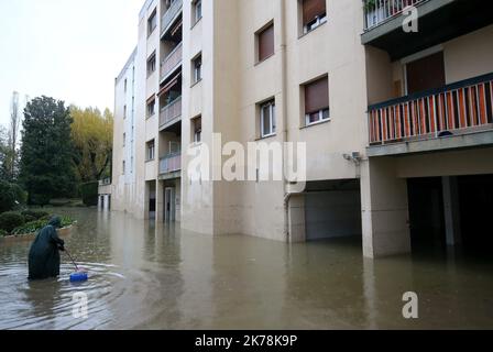 Bad weather in Villeneuve-Loubet on the Cote d'Azur. The seaside roads are cut, large landslides on small roads. Rivers are flooded. Stock Photo