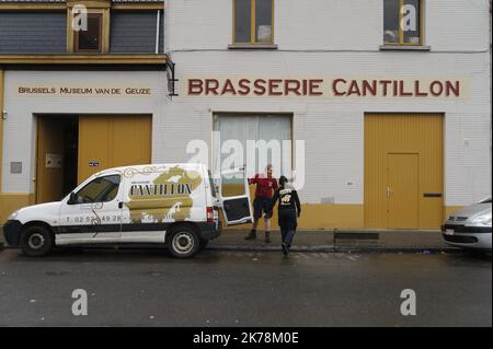 The Cantillon brewery has been working since 1900 on the production of beer in Brussels. Four generations of the same family of brewers have succeeded one another, making Cantillon without doubt one of the oldest if not the oldest family brewery in Brussels and Belgium. Having survived all times. Cantillon remains a totally artisan brewery, and despite its small size, exports to all over the world. Stock Photo