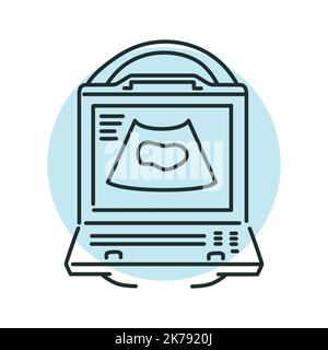 Wireless ultrasound device color line illustration Stock Vector
