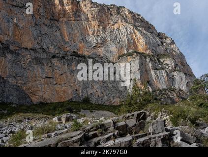 rock outrcrops and glacial formations, gorges and canyons in mountains, Spain Stock Photo