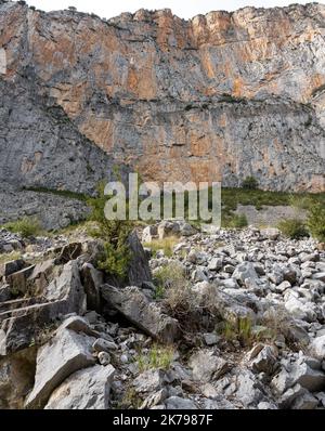 rock outrcrops and glacial formations, gorges and canyons in mountains, Spain Stock Photo