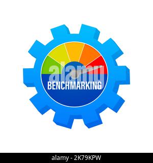 Benchmarking Speedometer, general indicator, business concept. Vector stock illustration Stock Vector