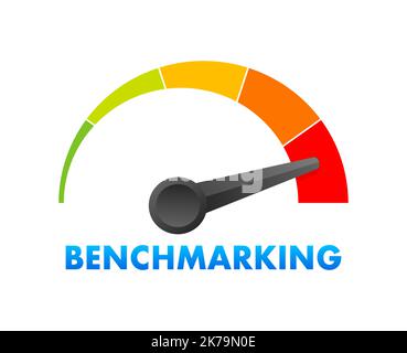 Benchmarking Speedometer, general indicator, business concept. Vector stock illustration. Stock Vector