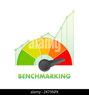 Benchmarking Speedometer, general indicator, business concept. Vector stock illustration Stock Vector