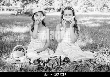 This banana wants you to be happy. Happy children have fun with banana. Picnic meal. Healthy nutrition. Benefits of fruit. Pediatric dentistry. Dental Stock Photo