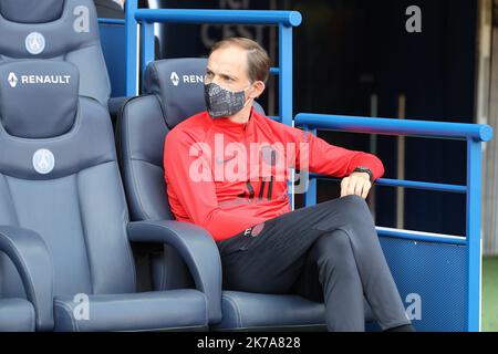 PSG manager Thomas Tuchel during the friendly soccer game between French club Paris Saint-Germain Football Club and Belgian team Waasland Beveren, Friday 17 July 2020 in Paris, Stock Photo