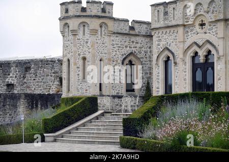 ©PHOTOPQR/VOIX DU NORD/1 ; 24/07/2020 ; Condette, le 24/07/2020, Visite du Château d'Hardelot, centre culturel de l'Entente cordiale à Condette PHOTO ZACK AJILI LA VOIX DU NORD - Hardelot Castle, locally known as Château d'Hardelot, lies in a field next to the village of Condette, in the Pas-de-Calais department in France. The castle was taken and retaken several times by the French, the English and the Burgundians. In the 17th century Cardinal Richelieu had Hardelot Castle dismantled and the castle became a farm.  Stock Photo