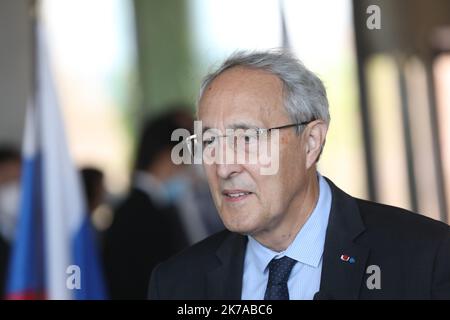 ©PHOTOPQR/LA PROVENCE/DUCLET Stéphane ; Manosque ; 28/07/2020 ; Lancement de l'assemblage de la machine ( Tokamak ) du chantier ITER. Barnard Bigot Directeur général d'ITER Organization. - After decades of design, manufacturing, and preparation, 2020 marks the start of the assembly of the ITER machine. FRANCE, MANOSQUE JULY 28 2020  Stock Photo