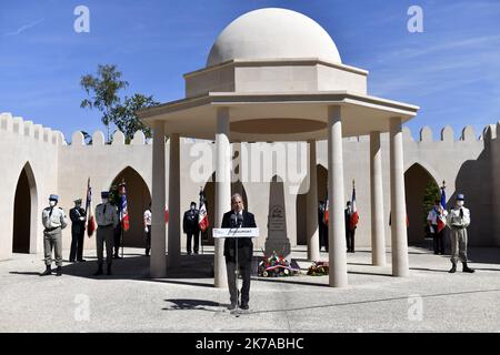 ©PHOTOPQR/L'EST REPUBLICAIN/Alexandre MARCHI ; VERDUN ; 29/07/2020 ; POLITIQUE - HOMMAGE AUX COMBATTANS MUSULMANS - CULTE MUSULMAN - FRANCAIS MORTS POUR LA FRANCE - PREMIERE GUERRE MONDIALE - GRANDE GUERRE - 14 - 18 - 1914 - 1918 - MINISTRE. Fleury-devant-Douaumont (Meuse) 29 juillet 2020. Discours de Mohammed MASSAOUI, président du Conseil français du culte musulman, Président du CFCM, à Douaumont pour rendre Hommage aux Combattants Musulmans morts pour la France lors de la Première guerre mondiale. PHOTO Alexandre MARCHI. - Verdun, France, july 29th 2020 - French tribute to muslims killed d Stock Photo