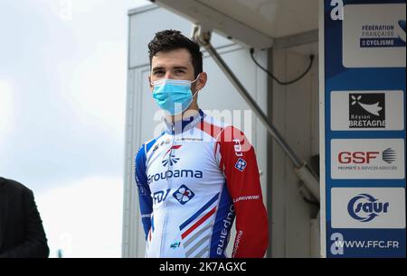 ©Laurent Lairys/MAXPPP - Benjamin Thomas Groupama - FDJ during the French championship 2020, Men's Elite Time Trial, on August 21, 2020 in Grand-Champ, France - Photo Laurent Lairys / MAXPPP Stock Photo