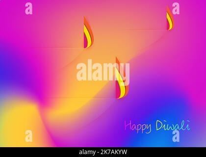 Happy Diwali Indian Celebration template in Paper Cut Graphic design of Indian Diya Oil Lamps, Modern Flat Design. Colorful Festival of Lights. Vector Stock Vector