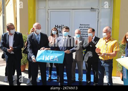 ©PHOTOPQR/NICE MATIN/Cyril Dodergny ; Nice ; 03/09/2020 ; Nice le 03/09/2020 - Inauguration de l'Atelier de Conception IKEA, premier du genre en France, en présence de Walter KADNAR, PDG d'Ikea France, Patrick Cazorla, directeur du magasin IKEA Nice et de chrisitan Estrosi, Maire de Nice. Inauguration of the IKEA Design Workshop, the first of its kind in France, in the presence of Walter KADNAR, CEO of Ikea France, Patrick Cazorla, Director of the IKEA Nice store and Chrisitan Estrosi, Mayor of Nice. Stock Photo