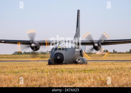 Arnaud BEINAT/Maxppp. 2020/09/11, Orléans, France. Avion cargo Transall spécialement décoré Durant la journée anniversaire des 75 ans de l'escadron de transport de l armée de l'air Poitou qui appartient au commandement des opérations spéciales. Stock Photo