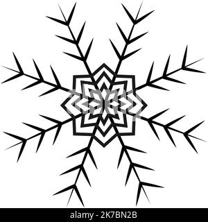 Openwork contour drawing of an abstract snowflake in a minimalist style ...