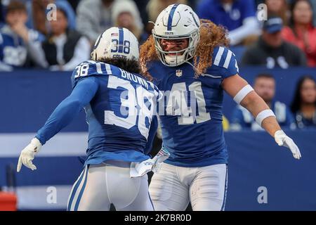 Indianapolis Colts linebacker Grant Stuard (41) runs off the field