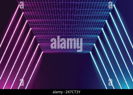 Futuristic neon lights stage floor background Stock Vector
