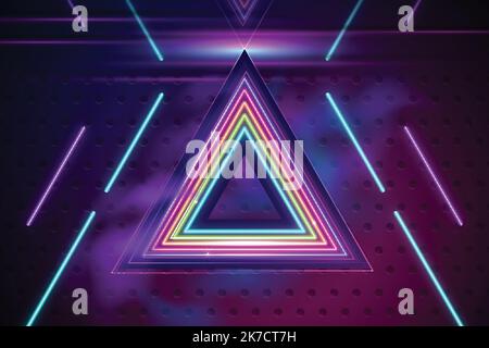 realistic neon lights background with triangle vector design illustration Stock Vector