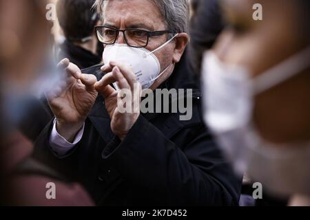 ©PHOTOPQR/LE PARISIEN/olivier corsan ; Paris ; 28/03/2021 ; Paris, France, le 28 mars 2021. Des associations environnementales ont appelé à une marche pour le climat entre la place de l’Opéra et celle de la République, à la veille du coup d’envoi des débats dans l’hémicycle de l’Assemblée, où la majorité présidentielle veut défendre un projet de loi « d’équilibre » et « d’écologie du quotidien ». Jean-Luc Mélenchon, le candidat de la France Insoumise à la présidentielle de 2022, était dans le cortège>. Paris, France, March 28, 2021. Environmental associations have called for a climate march b Stock Photo