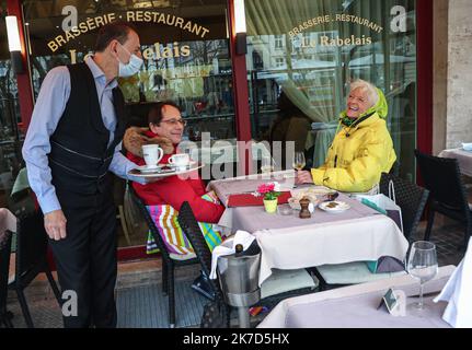 ©PHOTOPQR/LE REPUBLICAIN LORRAIN/Pierre HECKLER ; Thionville ; 07/04/2021 ; Luxembourg ouverture des terrasses Luxembourg et présence du premier Ministre Xavier Bettel - Café terraces open in Luxembourg April 7, 2021  Stock Photo