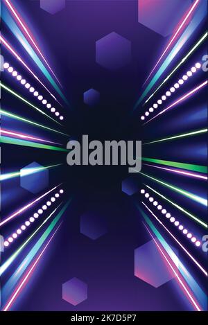 realistic neon lights lines background vector design illustration Stock Vector