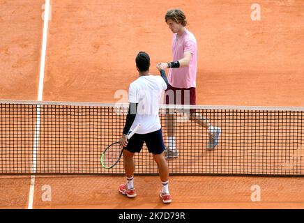 ©PHOTOPQR/NICE MATIN/Jean François Ottonello ; Monaco ; 14/04/2021 ; OTTONELLO JEAN-FRANCOIS - mercredi 14 avril 2021, Rolex Monte-Carlo Masters à Roquebrune-Cap-Martin - deuxième tour - Andrey Rublev (Rus) Stock Photo