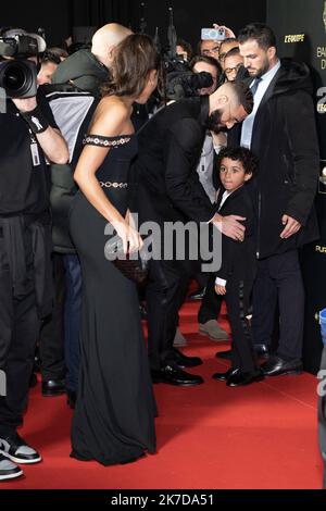 Cora Gauthier and her son Ibrahim arrive at the Ballon dOr 2022