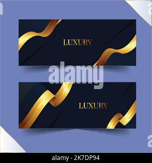 gradient golden luxury horizontal banners set vector design illustration Stock Vector
