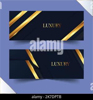 gradient golden luxury horizontal banners set vector design illustration Stock Vector