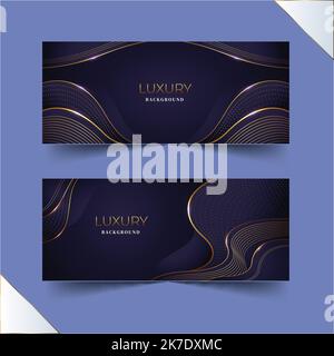 gradient golden luxury horizontal banners set vector design illustration Stock Vector