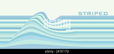 Abstract striped background with distortion in light blue-green and mint shades. Vector graphic pattern Stock Vector