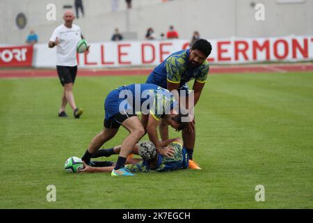 Thierry Larret / Maxppp . Rugby Top 14. Entrainement de l'ASM Clermont Auvergne au Phillipe Marcombes, Clermont-Ferrand (63). Stock Photo