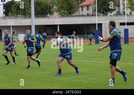Thierry Larret / Maxppp . Rugby Top 14. Entrainement de l'ASM Clermont Auvergne au Phillipe Marcombes, Clermont-Ferrand (63). Stock Photo
