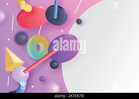 Geometric plexus pattern digital 3d shapes 3 vertical gradient color banners with text blocks isolated vector illustration Stock Vector