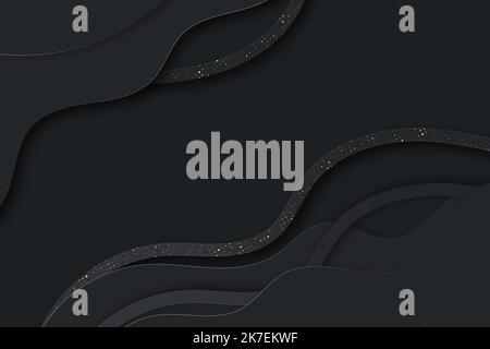 gradient black background with wavy lines vector design illustration Stock Vector