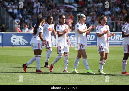 Thierry Larret / MAXPPP. Football Feminin D1 ARKEMA. Olympique Lyonnais vs Association Sportive de Saint-Etienne. Groupama OL Training Center, Decines-Charpieu (69) le 5 septembre 2021. JOIE BUT LYONNNAISES Stock Photo