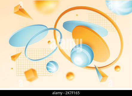 Geometric plexus pattern digital 3d shapes 3 vertical gradient color banners with text blocks isolated vector illustration Stock Vector