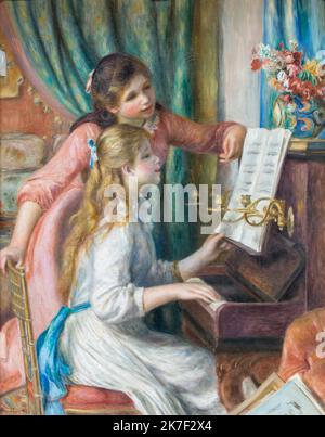 ©Active Museu/MAXPPP - ActiveMuseum 0000261.jpg / Deux jeunes filles au piano - Pierre-Auguste Renoir (Auguste Renoir) (1892) - 1892 - / Pierre-Auguste Renoir (Auguste Renoir) / Peinture Active Museum / Le Pictorium Belt ,Brunch of flowers ,Candlestick ,Chair ,Curtain ,Dress ,Knot ,Music ,Musician ,Piano ,Pillow ,Portrait ,Score (Music) ,Vase ,Vertical ,Young girl ,19th century ,Pierre-Auguste Renoir (Auguste Renoir) ,Painting ,  Stock Photo