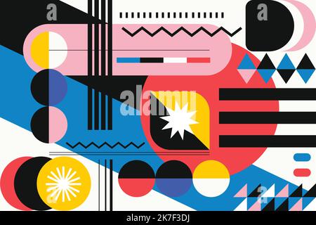 Abstract Colorful with Geometric Shape Combination Background Design. Usable for Greeting Card, Banner, Landing Page, Presentation Background Stock Vector