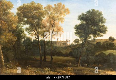 ©Active Museu/MAXPPP - ActiveMuseum 0000703.jpg / Vue de la Crescenza, 1648 - Claude Lorrain - View of La Crescenza 1648 - / Claude Lorrain / Peinture Active Museum / Le Pictorium Blue sky ,Classic (style) ,Classicism ,Forest ,Fortress ,greenery ,Grove ,Hill ,Horizontal ,Landscape ,Nature ,Tree ,17th century ,Claude Lorrain ,Painting ,  Stock Photo