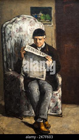 ©Active Museu/MAXPPP - ActiveMuseum 0001050.jpg / Le Pere de l'Artiste Lisant 'L'Evenement', 1866 - Paul Cezanne - The Artist's Father, Reading 'L'Evenement' 1866 - / Paul Cezanne / Peinture Active Museum / Le Pictorium Armchair ,Fair (tradeshow) ,Father ,Hat ,Impressionism ,Man ,Newspaper ,Old man ,Painting ,Portrait ,Read (to) ,Reading ,Sitting (to be) ,Vertical ,19th century ,Paul Cezanne ,  Stock Photo