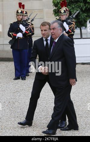 ©Sebastien Muylaert/MAXPPP - President of Tajikistan Emomali Rahmon ...