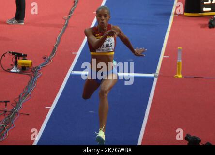 ©Laurent Lairys/MAXPPP - Yulimar ROJAS of Venezuela Final Triple Jump Women during the World Athletics Indoor Championships 2022 on March 20, 2022 at Stark Arena in Belgrade, Serbia - Photo Laurent Lairys / Stock Photo