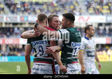 Thierry LARRET / Maxppp. Rugby Champions Cup : ASM Clermont Auvergne vs Leicester Tigers. Stade Marcel Michelin, Clermont-Ferrand (63). Le 10 Avril 2022. Stock Photo