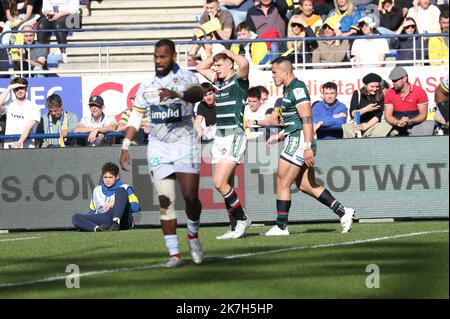 Thierry LARRET / Maxppp. Rugby Champions Cup : ASM Clermont Auvergne vs Leicester Tigers. Stade Marcel Michelin, Clermont-Ferrand (63). Le 10 Avril 2022. JOIE LEICESTER Stock Photo